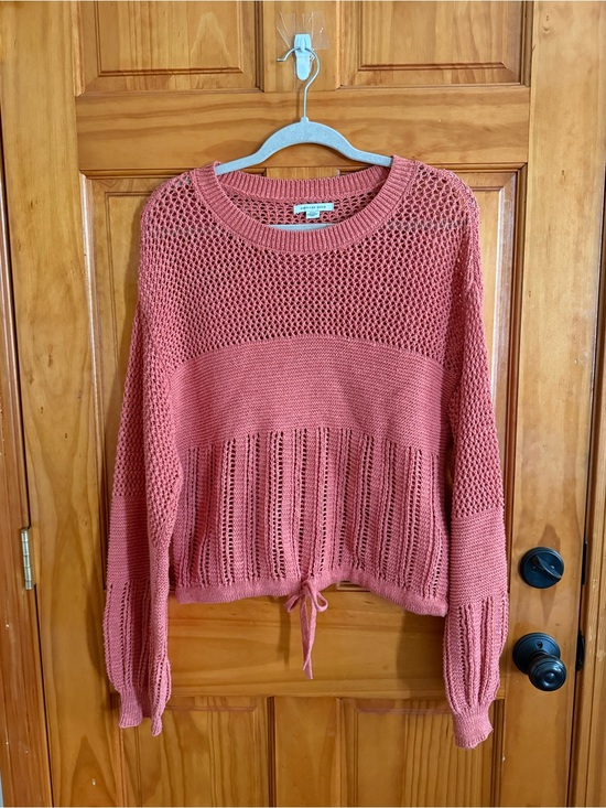 American Eagle Outfitters Sweaters - American Eagle Crochet Open Knit Crop Sweater Coral Salmon Womens Medium